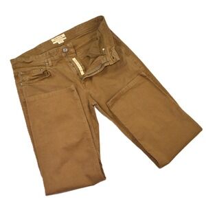 Orvis Mens 33x29 Hemmed Brown Five Pocket Pants Straight Leg Casual Khaki Chinos